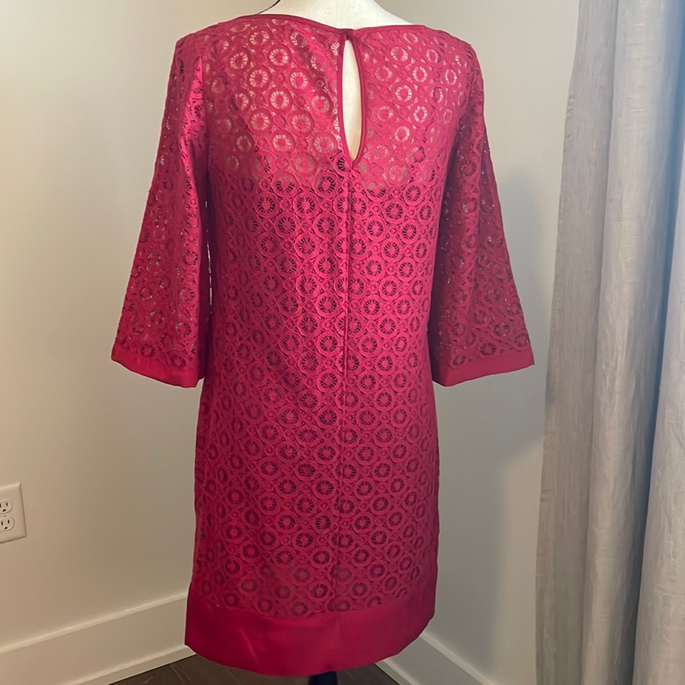 Laundry by Shelli Segal Red Lace Shift Dress Size 4 - Picture 3 of 10